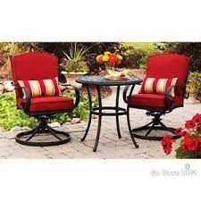 3 Piece Outdoor Bistro Set Seats 2 Red Swivel Rocker Chairs Table Patio Deck Ebay Outdoor Bistro Set Bistro Set Better Homes And Gardens