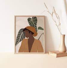 Female Portrait Printblack Woman Wall Artafro Lady Fashion Etsy Art Wall Art Boho Wall Art