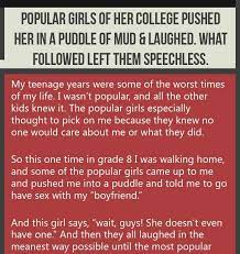 Popular Girls Of Her College Pushed Her In A Puddle Of Mud Laughed What Followed Left Them Speechless Wife Jokes Popular Girl Latest Jokes