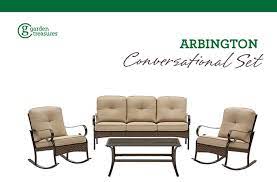 Garden Treasures Arbington 4 Piece Metal Frame Patio Conversation Set With Cushions Lowes Com Conversation Set Patio Conversation Set Spacious Sofa