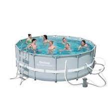 Bestway 14 Ft X 48 In Power Steel Frame Pool Set 56445e The Home Depot Portable Swimming Pools In Ground Pools Above Ground Pool