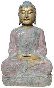 Garten Buddha Statue Aus Naturstein Mit Meditations Geste Frostsicher Und Witterungsbestandig 70 Cm Buddha Figur Natursteine Buddha