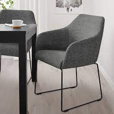 Tossberg Stuhl Metall Schwarz Grau Ikea Deutschland Upholstered Dining Chairs Upholstered Chairs Metal Chairs