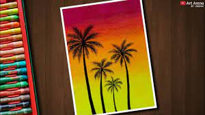 Happy Palm Trees Drawing For Beginners With Oil Pastels Step By Step Youtube Oil Pastel Art Tree Drawing Oil Pastel Drawings