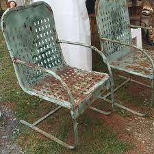 Spring Steel Garden Chairs Bouncers Pair Vintage Metal Chairs Vintage Outdoor Furniture Garden Chairs