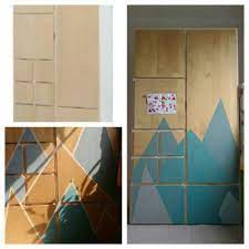 Ikea Rakke Kleiderschrank Mit Kreidefarbe Von Annie Sloan Motiv Berge Rakke Ikea Kinderzimmer Kinder Zimmer