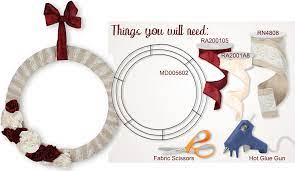 Items Needed To Create A Lace Sackcloth Wreath Wire Wreath Frame Lace Sackcloth Ribbon Wire Wreath Frame Fabric Scissors Christmas Wreaths
