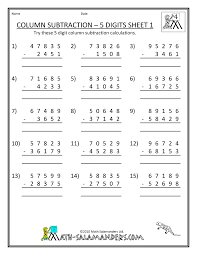 5 Digit Subtraction Worksheets Math Addition Worksheets 8th Grade Math Worksheets Subtraction Worksheets
