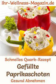 Gefullte Paprikaschoten Mit Quarkcreme Magerquark Rezept Zum Abnehmen Rezepte Magerquark Rezepte Rezepte Abnehmen