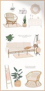 Bohemian Home Decor Collection Boho Clipart Abstract Illustrations Boho Furniture Clipart Home Design Collection Decor Collection Boho Interior Bohemian Home