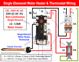How To Wire Single Element Water Heater And Thermostat Water Heater Thermostat Water Heater Thermostat Wiring
