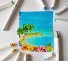 Hawaii Island Drawings Using Ohuhu Brush Markers Marker Art Colorful Art Art