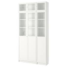 Billy Oxberg Libreria Blanco Vidrio 120x30x237 Cm Ikea Billy Oxberg Bucherschrank Mit Glasturen Bucherregal Weiss