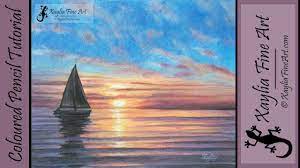 Tutorial How To Draw An Ocean Sunset In Coloured Pencils Call Of The Sea Youtube Ocean Sunset Coloured Pencils Sea Drawing