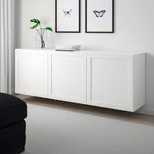 Besta Schrankkombination Fur Wandmontage Weiss Hanviken Weiss Ikea Osterreich Wall Mounted Cabinet Ikea Wall Floating Cabinets