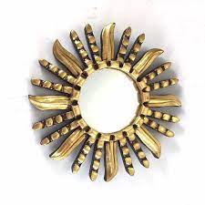 Small Gold Gilded Sunburst Mirror For Wall Decorsunburst Wall Etsy Sunburst Wall Art Sunburst Wall Decor Gold Framed Mirror