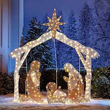 Amazon Com Brylanehome Crystal Splendor Outdoor Nativity Scene White 0 H Outdoor Christmas Decorations Yard Outdoor Christmas Outdoor Christmas Decorations