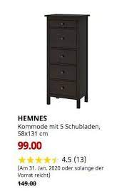 Ikea Koblenz Hemnes Kommode Mit 5 Schubladen Schwarzbraun 58x131 Cm Schubladen Kommode Hemnes