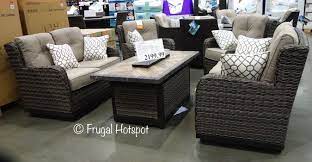 Costco Agio Eastport 5 Pc Woven Seating Set With Fire Table 199 99 Agio Patio Furniture Costco Patio Furniture Patio Lounge Furniture