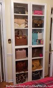Details On Using A Billy Oxberg Bookcase For Storage Plus One Small Addition Handbag Storage Storage Wardrobe Room