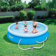 Bestway 12 X 30 Fast Set Inflatable Above Ground Swimming Pool W Filter Pump Above Ground Swimming Pools Inflatable Swimming Pool Swimming Pools
