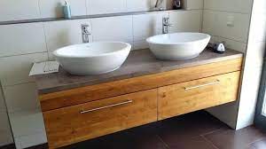 Pin Von Susanne Guderitz Auf Badezimmer Waschtisch Holz Waschtisch Holz Granit Unterschrank Ikea