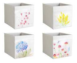 Ikea Drona Storage 1 White Box Expedit Kallax Insert Aquarelle Pastel Flowers Kallax Ikea Ikea Kallax Boxes