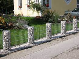 Gabionen Rundsaulenelemente Zaun Garten Garten Zaun Ideen Vorgarten Zaun