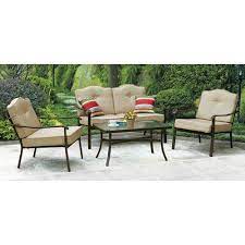 Mainstays Brookwood Landing 4 Piece Patio Conversation Set Tan Seats 4 Mainstays Ht Conversation Set Patio Outdoor Patio Furniture Cover Outdoor Patio Chairs