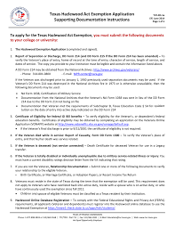 Texas Hazlewood Act Exemption Application Supporting Documentation Instructions To Apply For The Texas Hazlewood Act Exemption