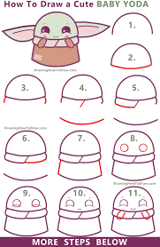 How To Draw A Cute Cartoon Baby Yoda Kawaii Chibi Easy Step By Step Drawing Tutorial How To Draw Step By Step Drawing Tutorials Easy Doodle Art Easy Drawings