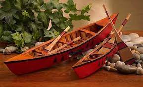 Carved Wood Miniature Canoes Wooden Canoe Decor Wooden Canoe Lodge Decor