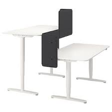 Bekant Desk Sit Stand With Screen Black Stained Ash Veneer White 63x63 47 1 4 Ikea Ikea Bekant Ikea Bekant Desk Ikea