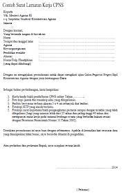 Contoh Surat Lamaran Kerja Cpns Kementerian Agama Agama Surat The Rules