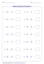 Subtracting Mixed Numbers Same Denominators Adding Fractions Fractions Worksheets Adding Improper Fractions