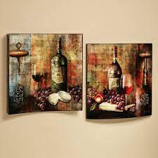 Vineyard Wine Wall Art Set Grape Kitchen Decor Wine Decor Kitchen Wine Decor