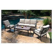 Kent 4 Piece Metal Patio Conversation Furniture Set Conversation Set Patio Metal Patio Furniture Patio Furniture Sets