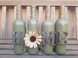 Home Wine Bottle Set Home Decor Rustic Decor Table Decor Mantel Decor Painted Wine Bottles Wine Bottle Crafts Painted Wine Bottles Wine Bottle Diy Crafts
