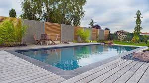 Pool 8 X 4 M Anthrazit Deckung Rander In Schwarzem Granit Strand In Amenagement Jardin Terrasse Piscine Piscine Amenagement Paysager Amenagement Piscine