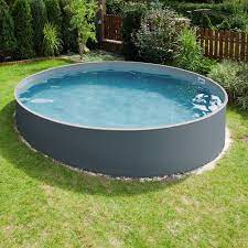 Stahlwand Rundpools Anthrazit Pool Gartenpools Swimming Pool