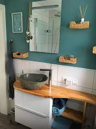 Kleines Bad Mit Diy Waschtisch Mit Natursteinwaschbecken Aus Ikea Godmorgon Unterschrank Ikea Godmorgon Unterschrank Bad Kuchenschrank Ikea