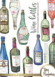 Wine Bottles Glass Bottles Colored Clip Art Images Watercolor Hand Painted Png Transparent Background And Jpg For Blog Cards Invitations In 2021 Wine Bottle Drawing Bottle Drawing Bottle