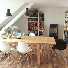 Wohnzimmer Mit Ikea Norden Esstisch Eames Chairs Skantherm Kaminofen Ikea Billy Bucherregal Und Ikea Lampe Ikea Esstisch Ikea Norden Tisch Ikea Inspiration