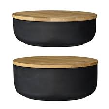 Serving Bowls Black White Home Boutique Brotkasten Keramik Bambus Schussel