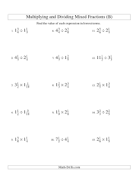 The Multiplying And Dividing Mixed Fractions B Math Worksheet From The Fractions Worksheet Fractions Worksheets Dividing Fractions Worksheets Mixed Fractions