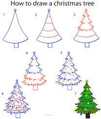 How To Draw A Christmas Tree Step By Step Drawing Tutorial With Pictures Cool2bkids Christmas Tree Drawing Christmas Drawing Tree Drawing