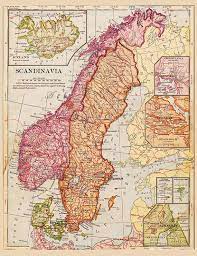 Karte Von Finnland Schweden Norwegen Und Island Etsy Antique Maps Old Map Vintage Maps