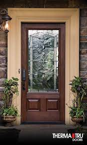 3 4 Lite 2 Panel Fiberglass Exterior Door With Decorative Glass By Therma Tru Traditional Front Doors Fiberglass Front Door Exterior Doors