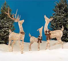 Amazon Com Christmas Reindeer Family 3 Piece Set Includes Glittering Gold Buck Doe And Baby Christmas Reindeer Decorations Lawn Decor Outdoor Holiday Decor