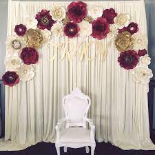 Paper Flower Backdrop Burgundy And Gold Theme Engagement Party Quinceanera Decorations Quince Decorations Wedding Decorations
